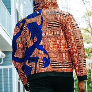Men’s pull zipper hoodie Jacket in African Print